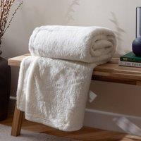 Furn Kallu Double-Sided Faux-Fur Throw in Ecru | Size: 130 cm x 180 cm