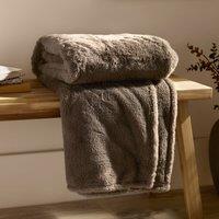 Furn Kallu Double-Sided Faux-Fur Throw in Brown | Size: 130 cm x 180 cm