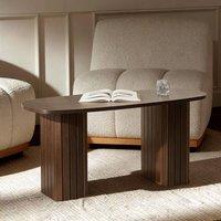 OHS Madison Ribbed Long Coffee Table Living Room Office End Side Table in Dark Brown