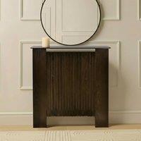 OHS Ribbed Small Radiator Cover Slatted Engineered Wood in Dark Brown
