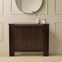 OHS Ribbed Medium Radiator Cover Slatted Engineered Wood in Dark Brown