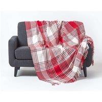 Homescapes Tartan Check Sofa & Bed Throw in Grey | Size: 225 cm x 255 cm