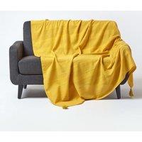 Homescapes Cotton Rajput Ribbed Throw in Orange | Size: 255 cm x 360 cm