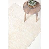 Homescapes Cotton Tufted Rug Union Jack Plain Embossed Mat in Ivory | Size: 90 cm x 150 cm