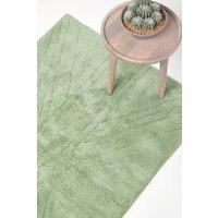 Homescapes Cotton Tufted Rug Union Jack Plain Embossed Mat in Green | Size: 90 cm x 150 cm