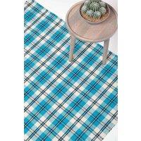 Homescapes Irvine Handwoven Blue Tartan 100% Cotton Rug | Size: 120 cm x 170 cm