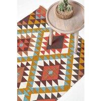 Homescapes Oslo Multi Coloured Cotton Diamond Pattern Rug | Size: 120 cm x 170 cm