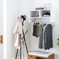 HOMCOM Storage Hat Rack Hanging Coat Organizer Rail Hanger Wall Mounted in White