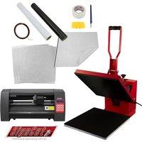 Monstershop Clam Heat Press 38 x 38cm & 360mm Vinyl Cutter Bundle in Red | Size: 38 x 38 cm