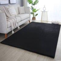 Desire Rugs Plushtale Washable Low Pile Living Room Area Rug - Fluffy Super Soft in Black | Size: 160 cm x 220 cm