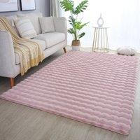 Desire Rugs Orbie Washable Living Room Area Rug - Carved Ridge-Furrow Design in Baby Pink | Size: 200 cm x 280 cm