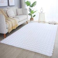 Desire Rugs Orbie Washable Living Room Area Rug - Carved Ridge-Furrow Design in Natural White | Size: 200 cm x 280 cm