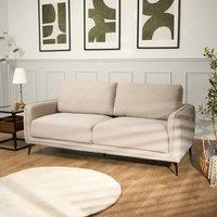 Bravich LTD Brixton 3 Seater Sofa - Modern Fabric Sofa with Steel Legs in Cream