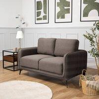 Bravich LTD Brixton 2 Seater Sofa - Modern Fabric Sofa with Steel Legs in Dark Brown