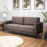 Bravich LTD Brixton 3 Seater Sofa - Modern Fabric Sofa with Steel Legs in Dark Brown