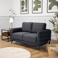 Bravich LTD Brixton 2 Seater Sofa - Modern Fabric Sofa with Steel Legs in Dark Grey