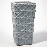 Primrose Thales Glazed Grey Ceramic Geometric Pattern Tall Planter 50cm in Light Grey
