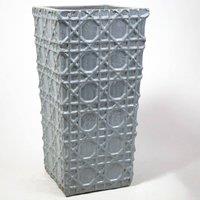 Primrose Thales Glazed Grey Ceramic Geometric Pattern Tall Planter 75cm in Light Grey