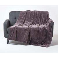 Homescapes Velvet Quilted Throw 100% Cotton, Soft & Luxurious Blanket in Dark Grey | Size: 125 cm x 150 cm