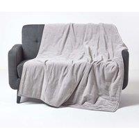 Homescapes Velvet Quilted Throw 100% Cotton, Soft & Luxurious Blanket in Light Grey | Size: 125 cm x 150 cm