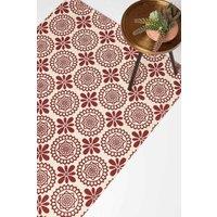 Homescapes Cassia Red Cotton Geometric Rug | Size: 120 cm x 170 cm