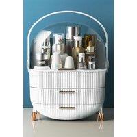 Neo Three Layer Cosmetic Makeup Storage Organiser Skincare Display Box Case With Portable Handle in White
