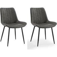 Home Detail Georgia Dining Chair Set of 2, Grey Faux Leather | Size: 2 Pack