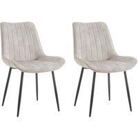 Home Detail Georgia Dining Chair Set of 2, Grey Faux Leather in Cream | Size: 2 Pack