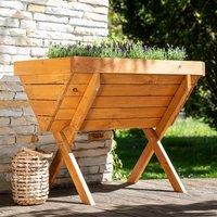 Primrose Wooden Raised Vegetable Trug Style Planter on Stand 574 Litres in Brown