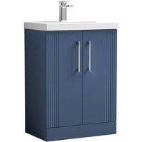 Balterley Floor Standing 2 Door Vanity Unit - Thin-Edge Basin 600mm, Satin Blue