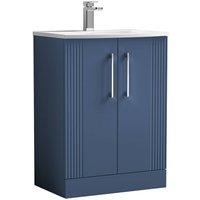 Balterley Floor Standing 2 Door Vanity Unit - Curved Basin 600mm, Satin Blue