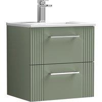 Balterley Wall Hung 2 Drawers Vanity Unit - Minimalist Basin 500mm, Satin Green