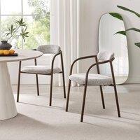 FurnitureboxUK 2x Rhea Grey Fabric Dining Chairs Bronze Legs