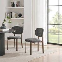 FurnitureboxUK 2x Mirelle Grey Fabric Dining Chairs Bronze Legs in Charcoal