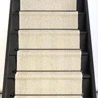 RainbowHome Herringbone New England Ivory Stair Runner with Self-Colour Edge in Grey | Size: 60 cm x 700 cm
