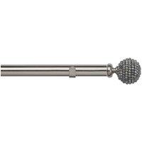 New Edge Blinds 28mm Fixed Length Metal Eyelet Curtain Pole Set - Mia Purple Finial in Silver | Size: 220 cm