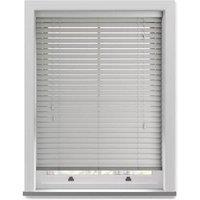 New Edge Blinds 50mm Slat Grey Grained Faux Wood Venetian Blind With Strings 150cm Drop | Size: 75 cm