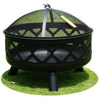 Gr8 Garden Large Round Fire Pit Bowl 24 inch Garden Camping Wood Log Heater Charcoal Burner in Black