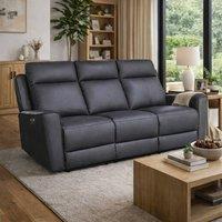 Aspire Rivington Real Leather Power Recliner 3 Seater Sofa with USB Charging in Charcoal
