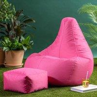 icon Gaming Recliner Indoor & Outdoor Bean Bag with Footstool in Pink
