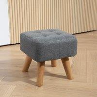 HOMCOM Modern Footstool, Fabric Foot Rest with Rubber Wood Legs in Grey