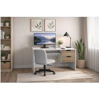 Kidsaw Modern Home Office Desk with Storage Drawers, White/Oak Effect | Size: Large