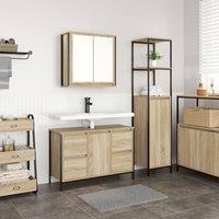 Berkfield Home 2 Piece Bathroom Furniture Set Sonoma Oak Engineered Wood in Beige