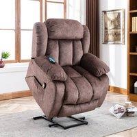 BTM Power Lift Recliner with Heat Massage & Antiskid Fabric in Brown