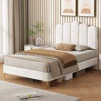 BTM Upholstered Ottoman Velvet Tufted Headboard Storage bed frame in Beige | Size: Double