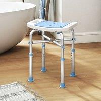 HOMCOM Adjustable Shower Stool with Foot Pads for Elderly in Light Blue