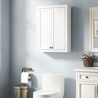 HOMCOM Wall Mounted Storage with Adjustable Shelves, Bathroom Wall Cabinet in White