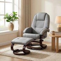 HOMCOM Recliner Chair with Footstool, Swivel Recliner Armchair, Grey | Size: 120