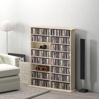 HOMCOM CD Storage Unit DVD Tower Blu-ray Storage Shelf for Office in Natural