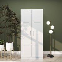 HOMCOM Wardrobe for Bedroom, Double Wardrobe with Hanging Rail in White